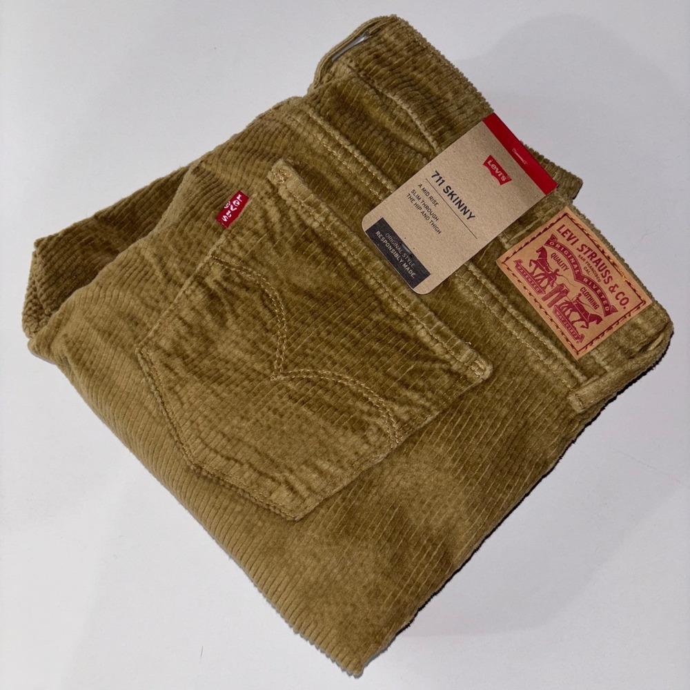 Levi's 711 Skinny Corduroy Pants Womens 33x30 Tan Stretch Mid Rise 34x29 NWT NEW